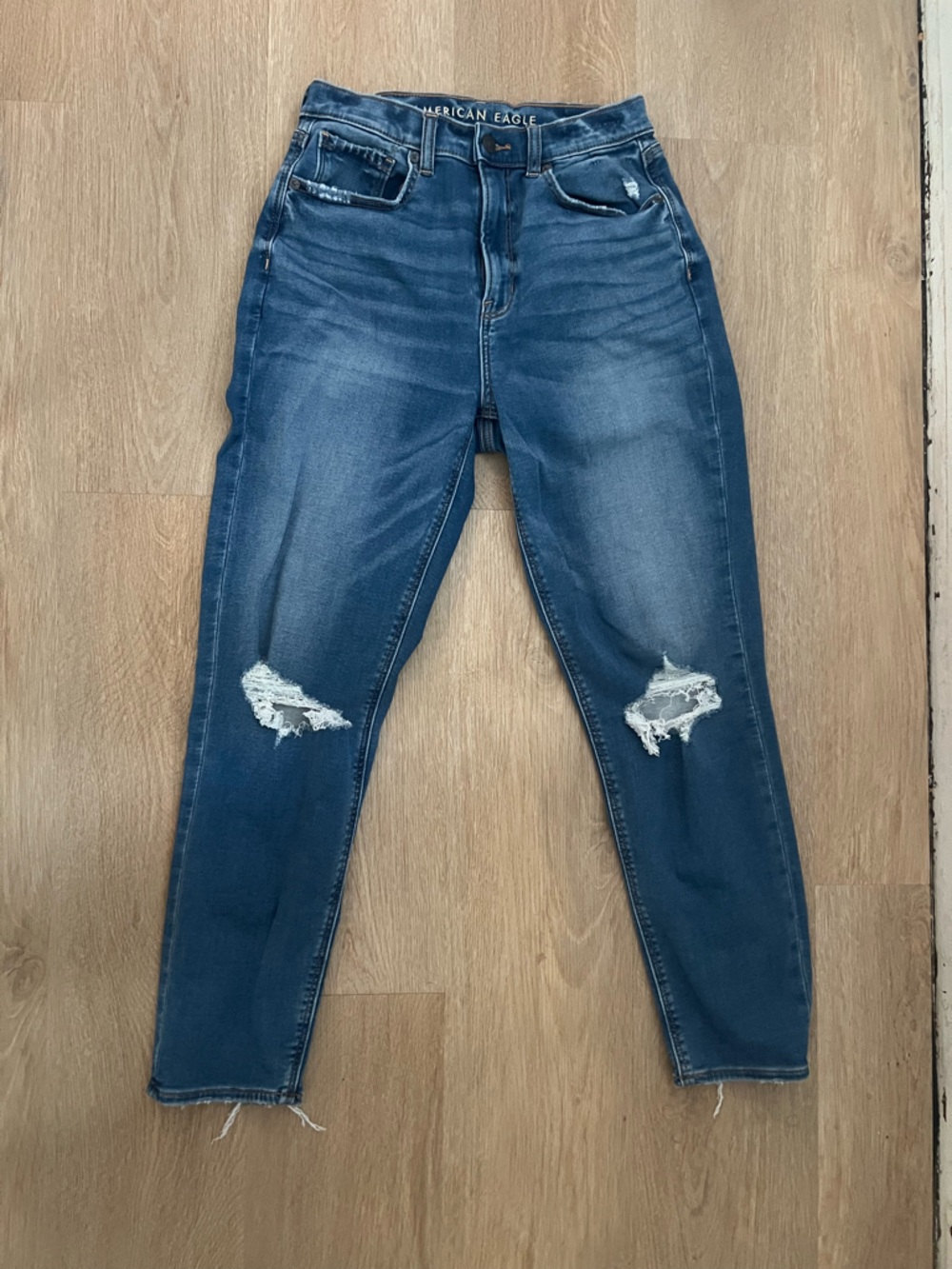 American Eagle Outfitters Dark Blue Distressed Skinny Jeans